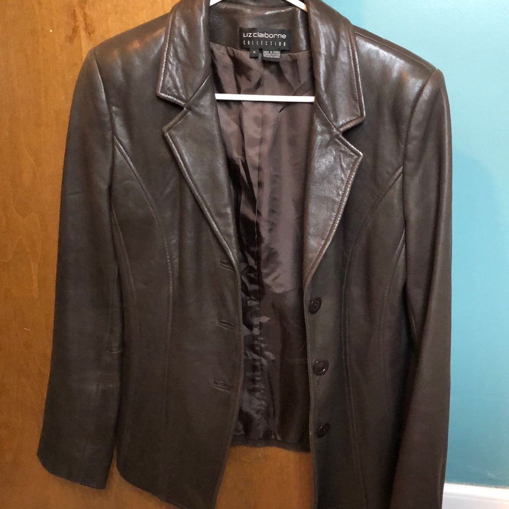 Brown Liz Clairborne 100% Leather suede jacket